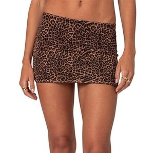 EDIKTED Edin Leopard Print Mesh Mini Skirt